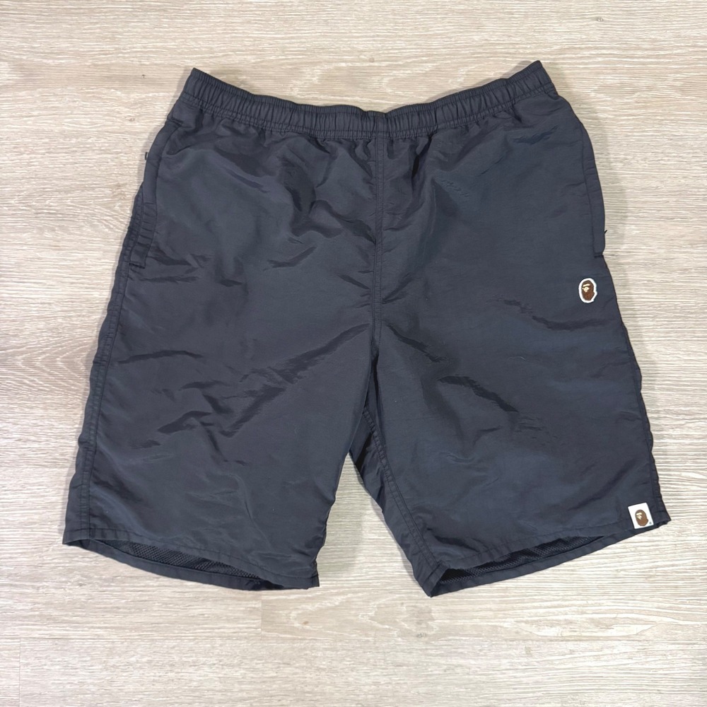A Bathing Ape Shorts Mens XL Black Nylon Mesh Lined Streetwear 001SPL201302M